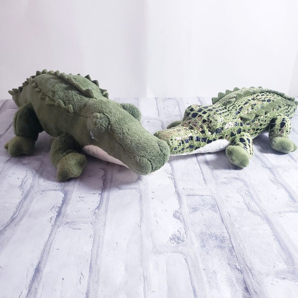 Bundle Two Green Alligator Plush Toys